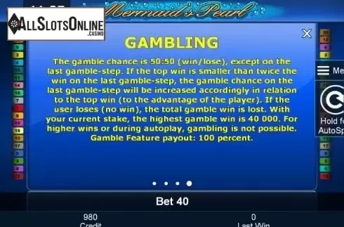 Paytable 3. Mermaid's Pearl (Novomatic) from Greentube