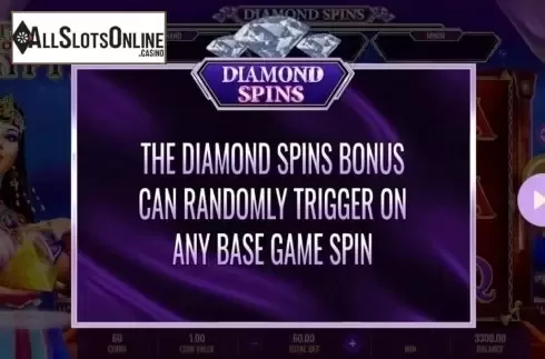 Start Screen. Mistress of Egypt Diamond Spins from IGT