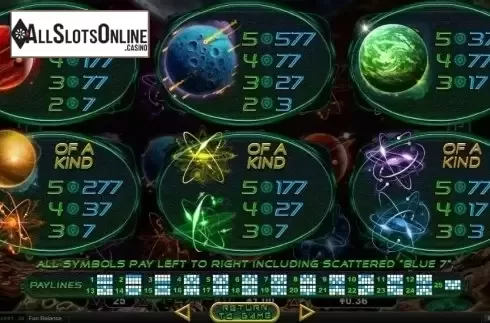 Paytable. Nova 7's from RTG