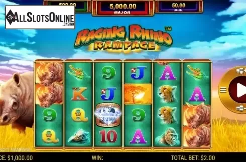 Reel Screen. Raging Rhino Rampage from WMS