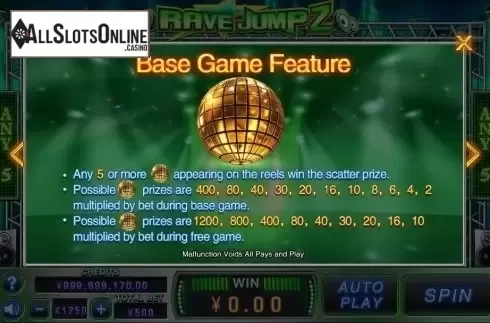 Paytable. Rave Jump 2 from CQ9Gaming