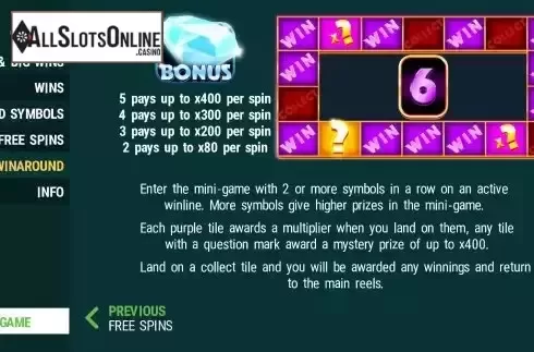 Bonus game screen