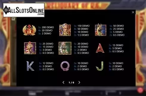 Paytable screen