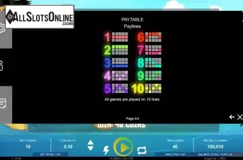 Paylines screen