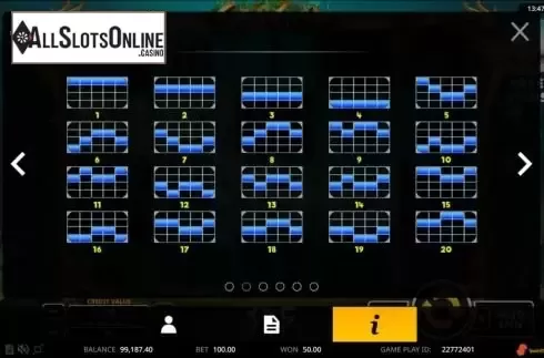 Paylines screen