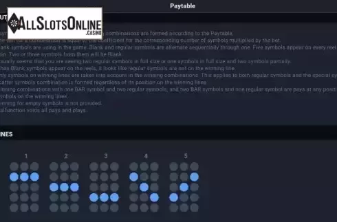 Paylines screen