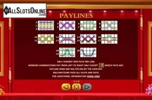 Paytable 2. Shuang Xi from Skywind Group