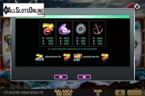 Paytable 1. Stackin' Kraken 7s from High 5 Games