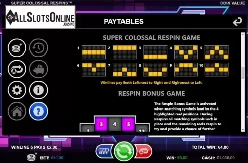 Paylines 2. Super Colossal Respins from Games Inc