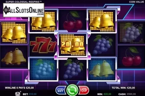 Win Screen. Super Colossal Respins from Games Inc