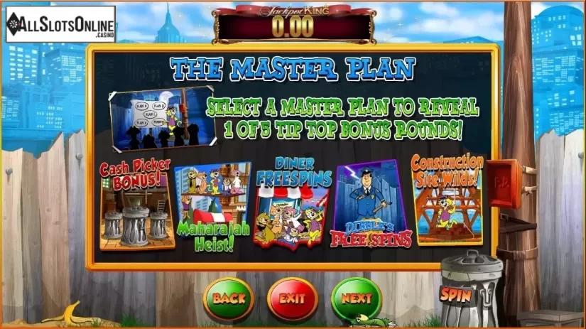 Paytable Bonus games. Top Cat from Blueprint