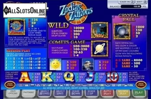 Screen2. Zodiac Zillions from Ash Gaming