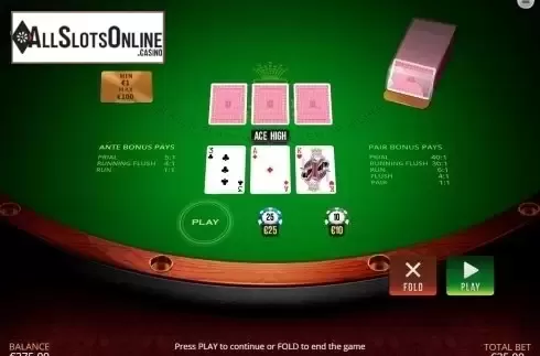 Game Screen. 3 Card Brag (Skywind Group) from Skywind Group