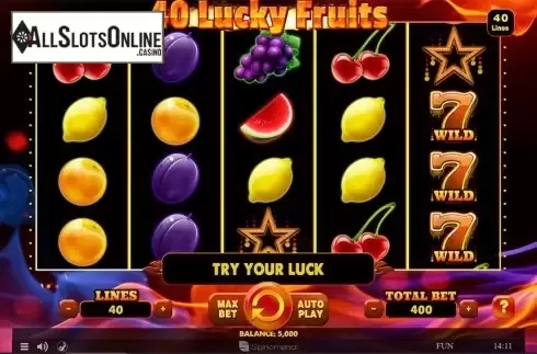 Reels screen. 40 Lucky Fruits from Spinomenal