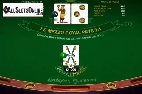 Game screen. 7 e Mezzo (Playtech) from Playtech
