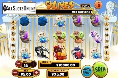 Reels screen. 9Lives from Slot Factory