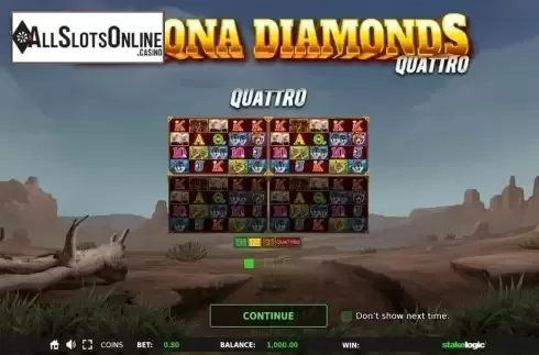 Start Screen. Arizona Diamonds from StakeLogic