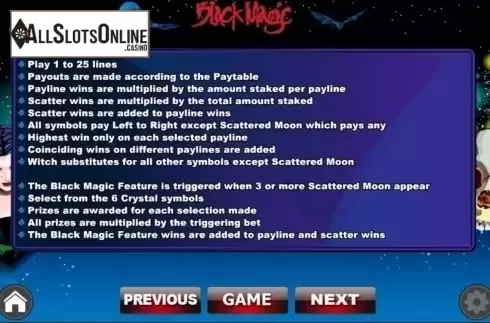 Game Rules. Black Magic (WGS Technology) from Wager Gaming