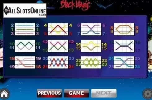 Paylines. Black Magic (WGS Technology) from Wager Gaming