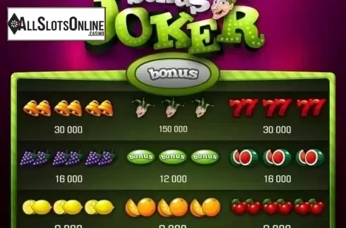 Paytable. Bonus Joker from Apollo Games