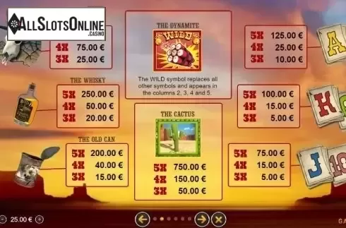 Paytable. Boom Bang from GAMING1