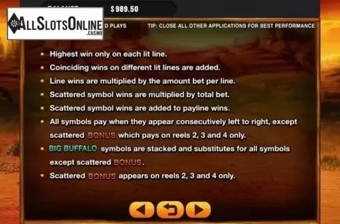 Game Rules. Buffalo Run from GMW