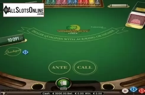 Game Screen. Caribbean Stud Professional Series from NetEnt