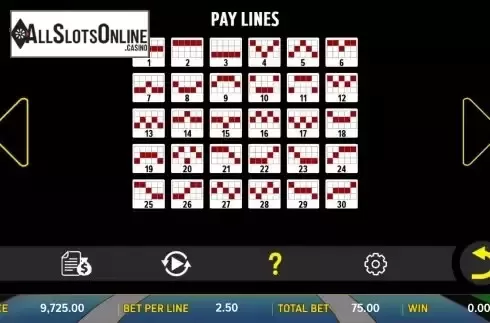 Paylines screen