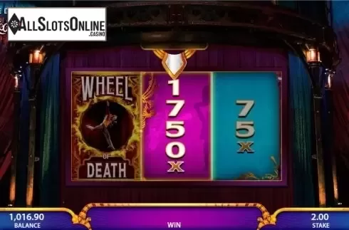 Bonus wheel screen. Cirque Du Soleil Kooza from Bally