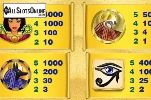 Paytable 1. Cleopatras Glory from Allbet Gaming