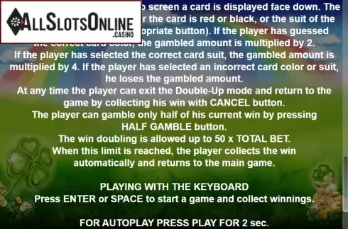 Paytable 4. Clover Party from Casino Technology