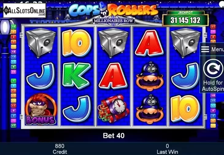 Reels. Cops 'n' Robbers Millionaires Row from Greentube