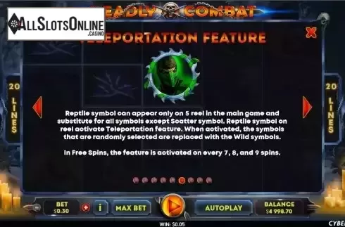 Teleportation feature screen