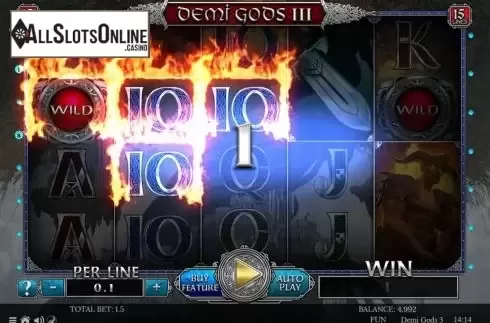 Win Screen. Demi Gods III 15 Lines from Spinomenal