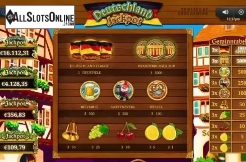 Paytable. Deutschland Jackpot from Oryx