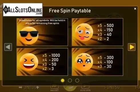 FS Paytable screen