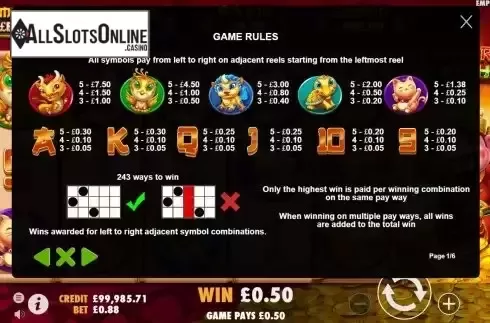 Pay Table screen