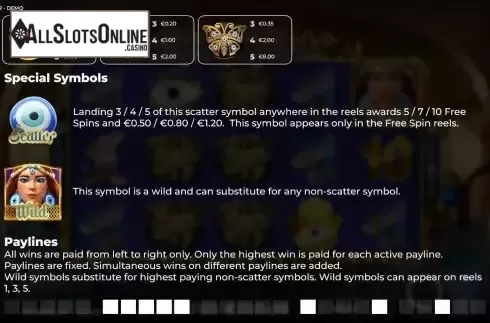 Special Symbols screen
