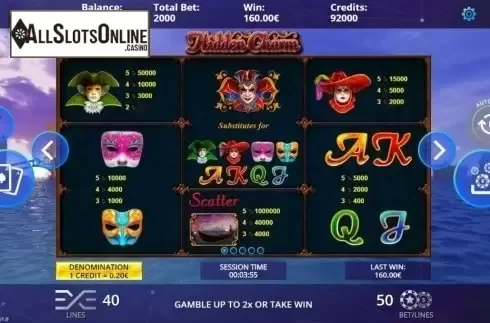 Paytable. Hidden Charm from DLV