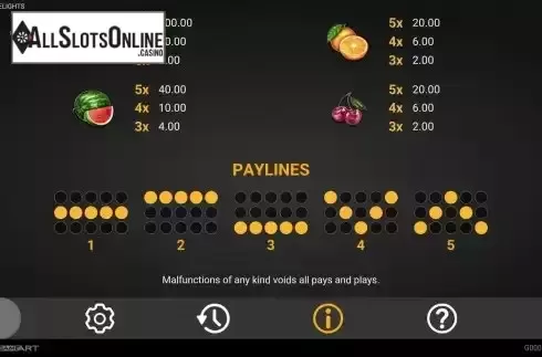 Paylines screen