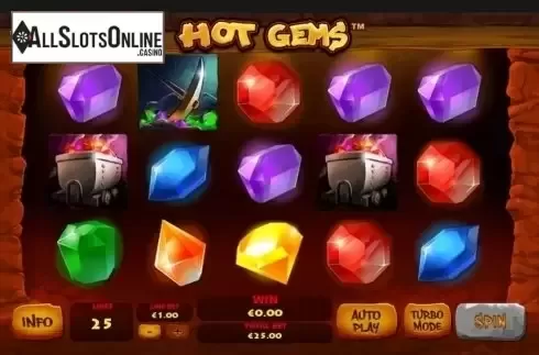 Reels screen. Hot Gems from Playtech