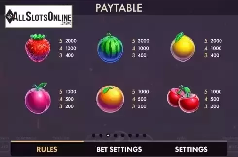 Low paytable screen