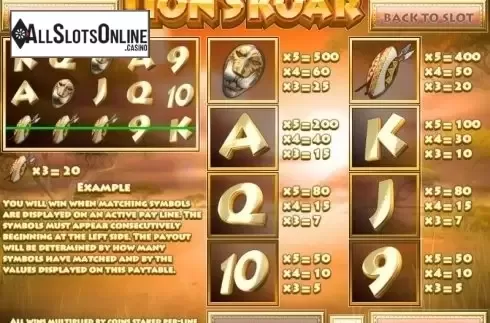 Screen2. Lion's Roar (Rival Gaming) from Rival Gaming