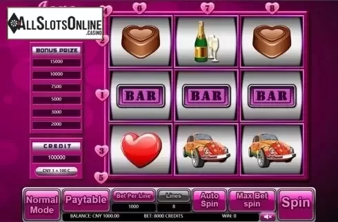 Reels screen. Lover Machine from Aiwin Games