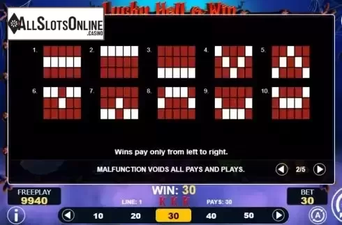 Paylines screen