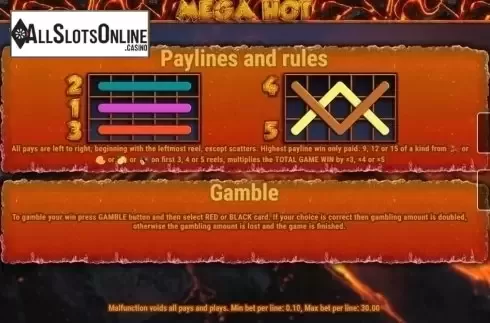 Paylines. Mega Hot from Fazi