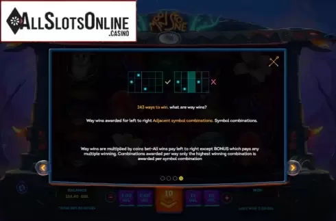 Paytable. Moonstone from Smartsoft Gaming
