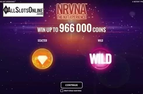 intro screen. NRVNA  from NetEnt