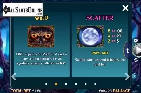 Paytable 2. Owl Eyes NEW from NextGen