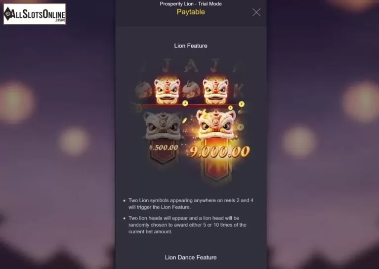 Features. Prosperity Lion from PG Soft